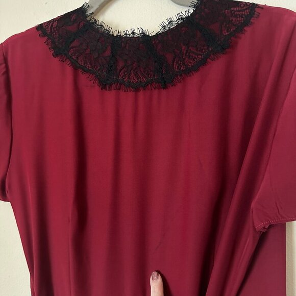 Jenni Kayne Silk Lace Short Sleeve Wrap Dress Red Womens Size M Valentines Day - Picture 6 of 10